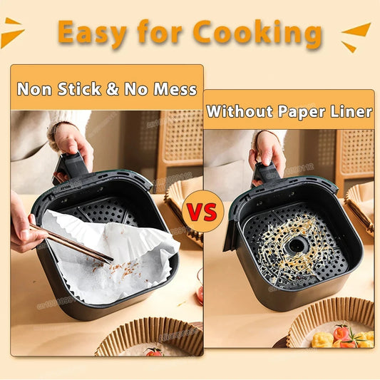 Air Fryer Disposable Liners – Grease-Proof Paper (50/100PCS)