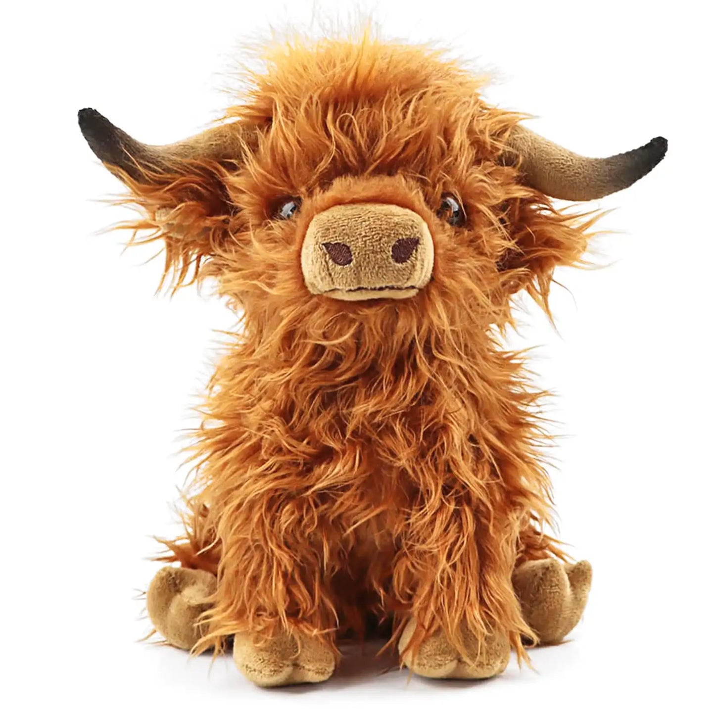 alt="Soft and cuddly Highland Cow plush toy, perfect as a cute stuffed animal gift for kids, collectors, or anyone who loves rustic charm"