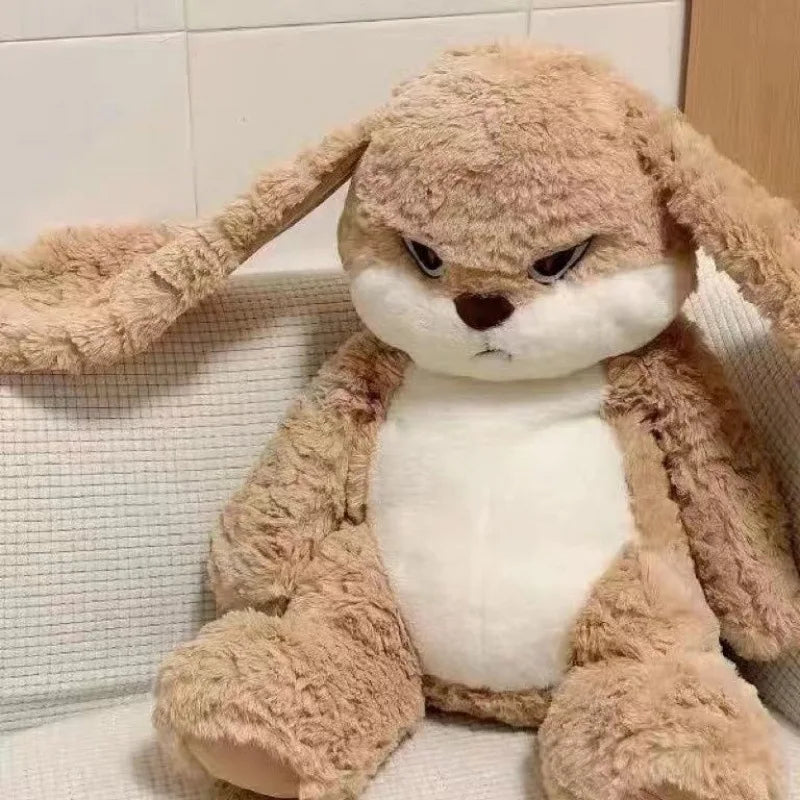 Soft and cuddly kawaii angry bunny plush toy, perfect as a cute stuffed animal gift for collectors, kids, or mood lovers